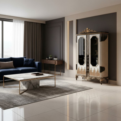 Classic display cabinet luxury wood display cabinet designer glass doors cabinet