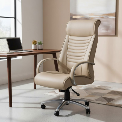 Stylish Gaming Chair Beige Office Chair Desk Swivel Chair Executive Chair