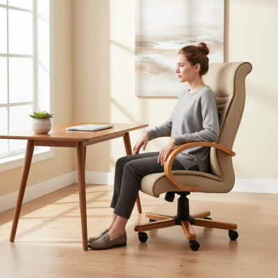 Luxury Gaming Chair Beige Office Chair Desk Swivel Chair Executive Chair New