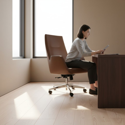 Stylish Office Chair Gaming Modern Single Chair Brown Office Chair Swivel Chair