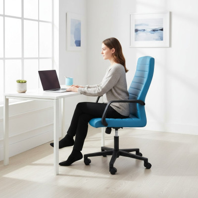 Luxury Faux Leather Office Chair Gaming Chair Office Chair New Swivel Chair Blue New
