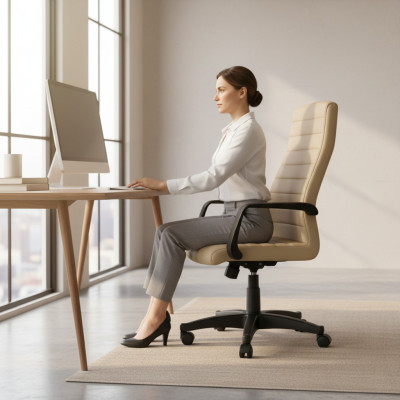 Modern faux leather office chair gaming chair office chair new swivel chair beige new