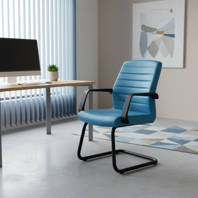 Waiting room office practice law office furniture blue leather chairs conference chair