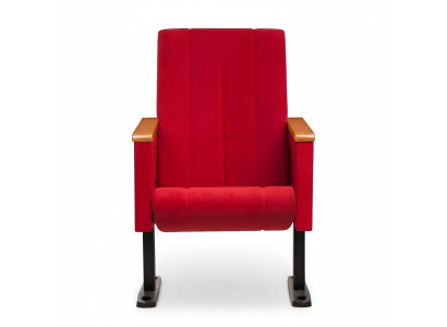 Designer red luxury chair, single-seater, modern upholstered armchair, textile, wooden furniture.