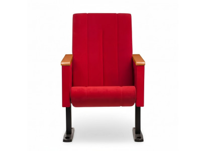 Designer red luxury chair, single-seater, modern upholstered armchair, textile, wooden furniture.