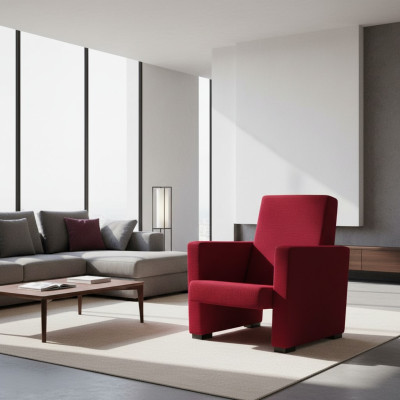 Armchair Sofa 1-Seater Design Luxury Red Chair Classic Fabric Textile New