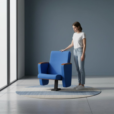 Art Deco armchair sofa 1-seat for theater design luxury blue textile