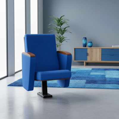 Art Deco armchair sofa 1-seat for theater design luxury blue textile