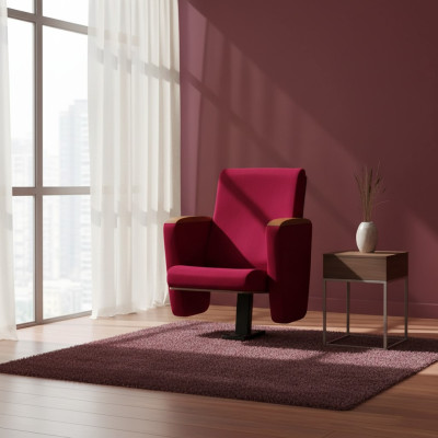 Armchair Art Deco Armchair Sofa 1 Seater for Theater Design Luxury Red Textile New