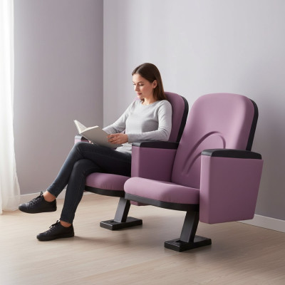 Modern armchair chair sofa 1 seater for theater cinema design luxury pink textile