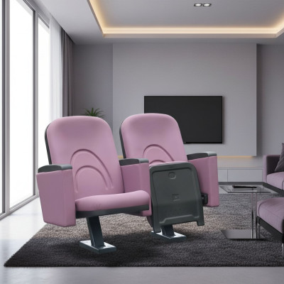 Modern armchair chair sofa 1 seater for theater cinema design luxury pink textile