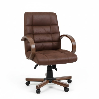 Computer chair brown executive chair faux leather padding office swivel chairs