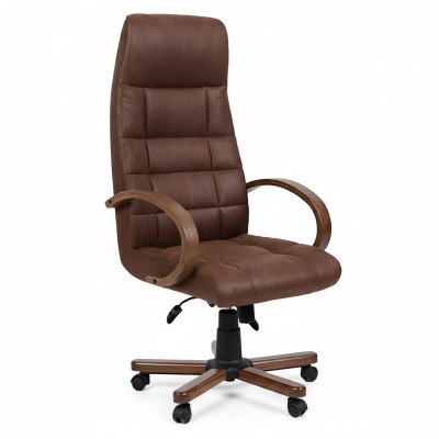 Executive chair brown faux leather padded office chair computer swivel chair new