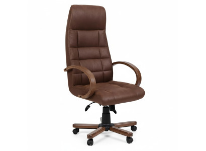 Executive chair brown faux leather padded office chair computer swivel chair new
