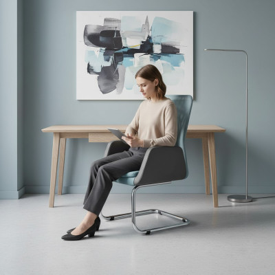 Modern executive chair stylishly upholstered textile office chair blue new chair