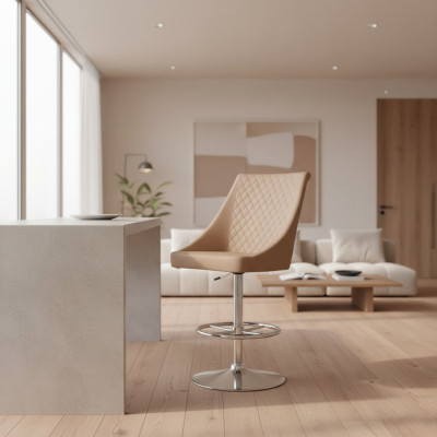 Modern high-quality beige chair designer barstool faux leather luxury furniture new
