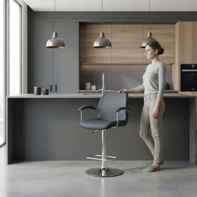 Modern gray chair designer bar stool metal stylish luxury furniture stool