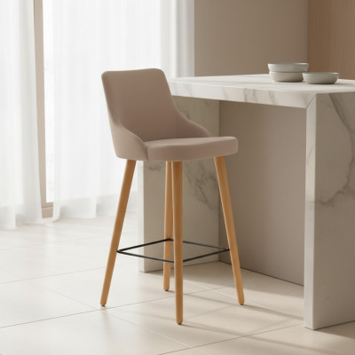 Modern bar stool chair designer wood dining chair stool bar beige new