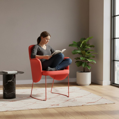 Modern dining room chair chair kitchen chair armchair seat fabric modern wood red