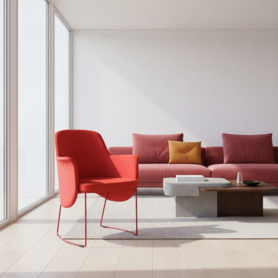 Modern dining room chair chair kitchen chair armchair seat fabric modern wood red