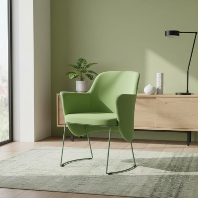 Dining chair, chair, kitchen chair, armchair, seater, fabric, modern, wood, green, new