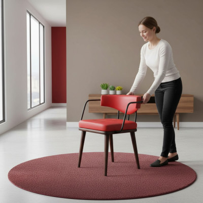 Red armchair dining room single-seater wooden chair living room 1-seater chair