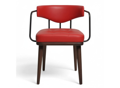 Red armchair dining room single-seater wooden chair living room 1-seater chair