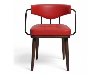 Red armchair dining room single-seater wooden chair living room 1-seater chair