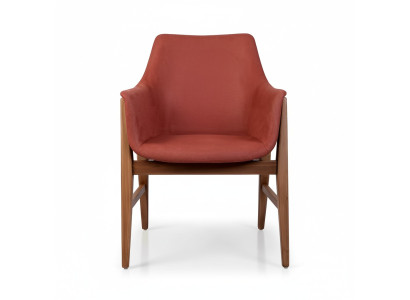 Modern Armchair Upholstered Chair Brown-Red Designer Textile Single Seater