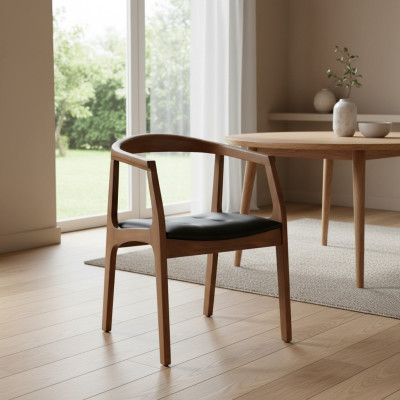 Stylish wooden chair dining room chairs brown single-seater luxury 1-seater armchair
