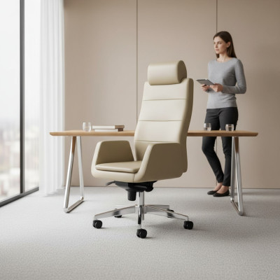 Beige office chair luxury swivel chair executive chair office furniture armchair