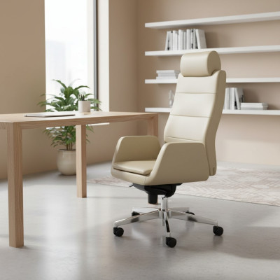Beige office chair luxury swivel chair executive chair office furniture armchair