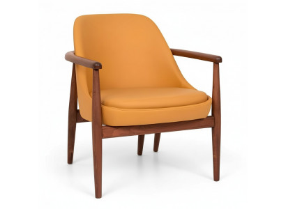 Designer orange upholstered chair dining chairs wood frame single-seater