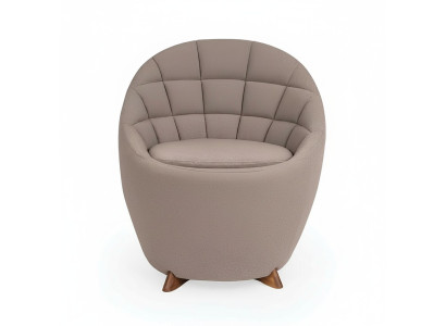 Brown upholstered armchair living room single-seater designer 1-seater wooden frame.