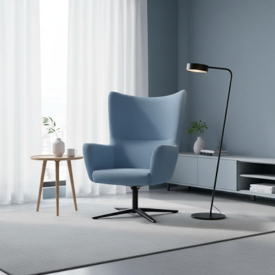Blue armchair wingback chair designer 1-seater modern cocktail chair