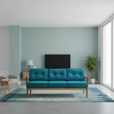 Turquoise three-seater bench dining room bench freestanding benches ottoman