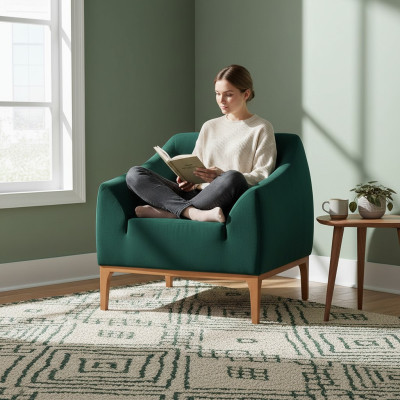 Living room armchair upholstered single-seater modern recliner.