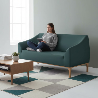 Green Sofa Designer 3-Seater High-Quality Upholstered Furniture Textile Couch
