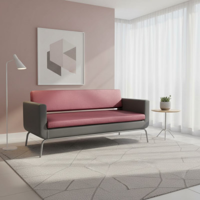 Gray-Pink Three-Seater Luxury 3-Seater High-Quality Upholstered Designer Couch