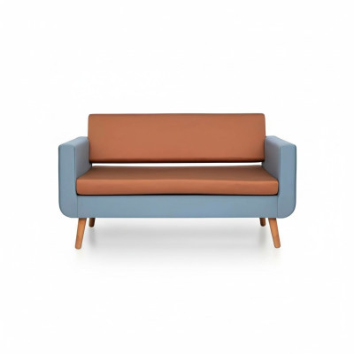 Gray-Orange Sofa Luxury 3-Seater Designer Couch Living Room Upholstery 3-Seater