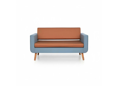 Gray-Orange Sofa Luxury 3-Seater Designer Couch Living Room Upholstery 3-Seater