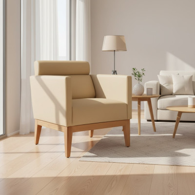 Beige club armchair Relax 1-seater designer armchair living room chair