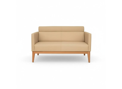 Beige Office Sofa Designer 2-Seater Upholstered Couch Faux Leather Luxury Sofas