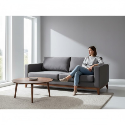 Gray two-seater designer 2-seater couch living room fabric upholstered sofa