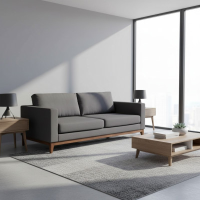 Gray two-seater designer 2-seater couch living room fabric upholstered sofa