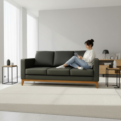 Black office sofa designer 3-seater couch living room 3-seater upholstered sofa