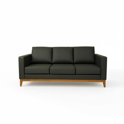 Black office sofa designer 3-seater couch living room 3-seater upholstered sofa