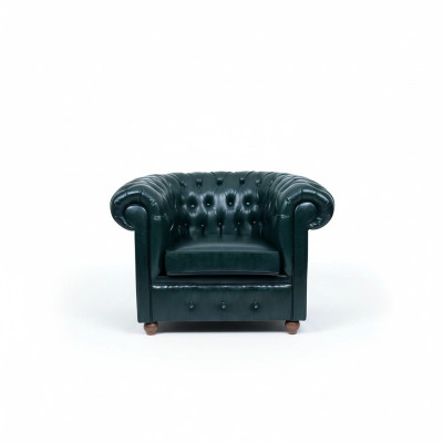Chesterfield dark green armchair lounge living room TV single-seater