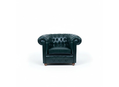 Chesterfield dark green armchair lounge living room TV single-seater