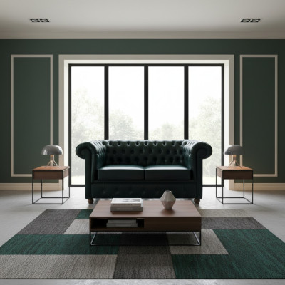 Dark blue Chesterfield two-seater modern sofa 2-seater 2-person sofa
